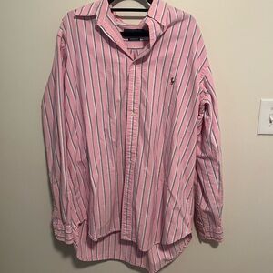 Ralph Lauren Pink, White & Blue Striped Men's Shirt